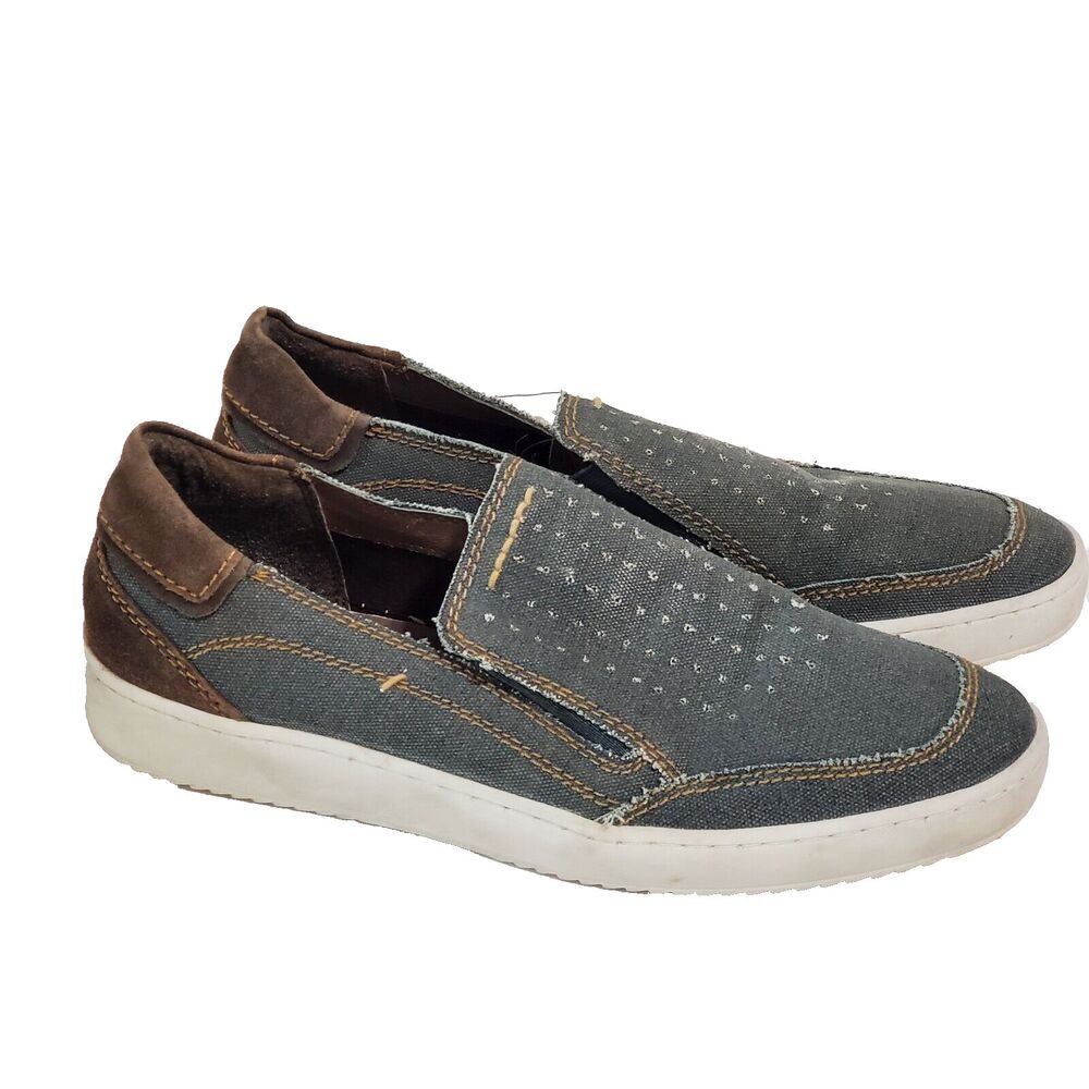 Roan Bed Stu Shoes Mens 9/42 Kayson Gray Canvas Suede Slip On Loafer Casual